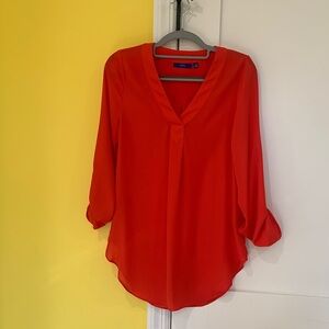 Bright Red V-Neck Blouse